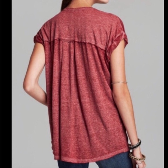 New FREE PEOPLE Beach Keep Me Burnout Tee Shirt Top Blouse Boho Azelia Small - Picture 3 of 8